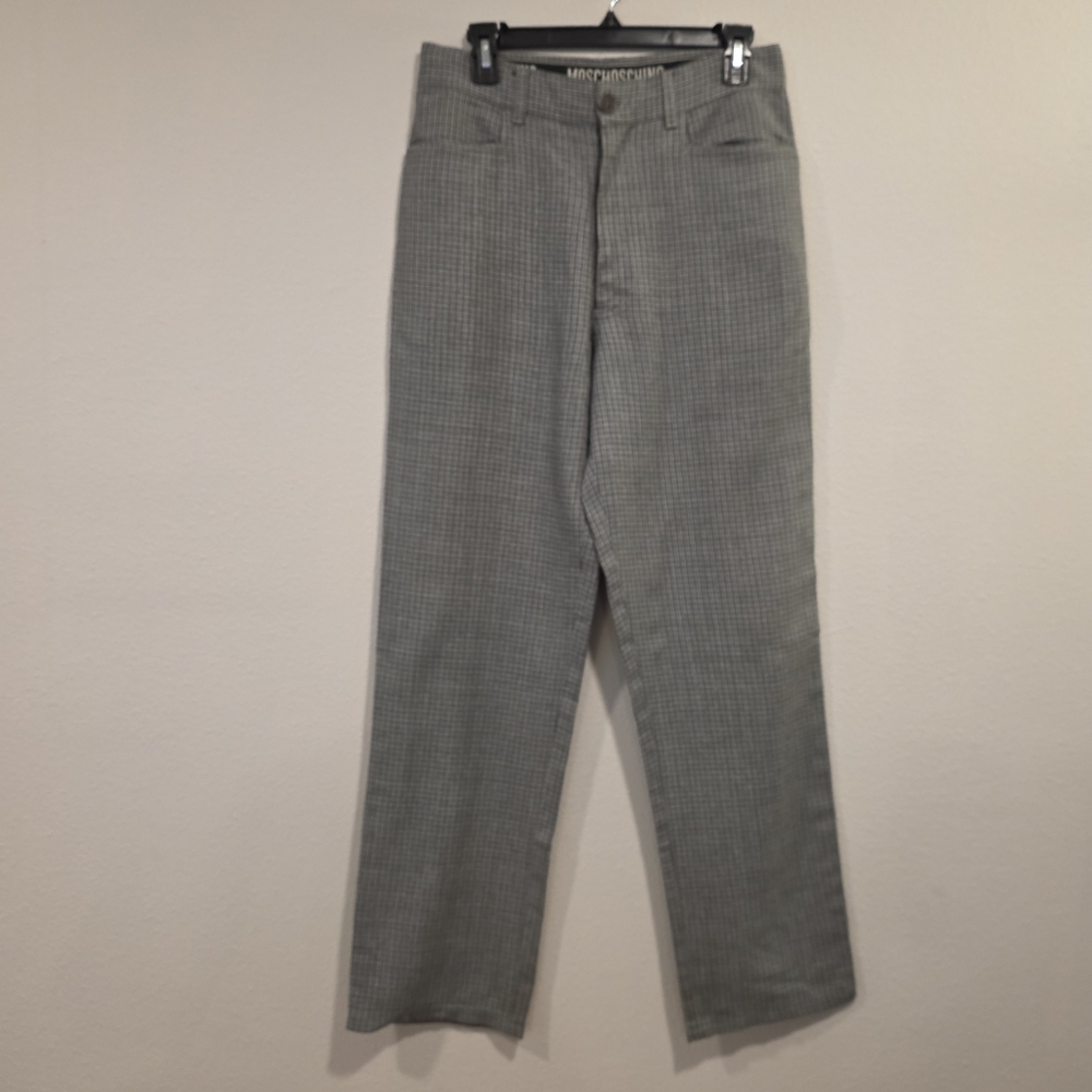 Moschino Vintage Gray Wool Blend Houndstooth Pants